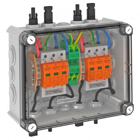 PV sisteminis sprendimas, tipas 1+2 su MC4 kištuku, skirtas WR su 2 MPP, 900 V DC IP66